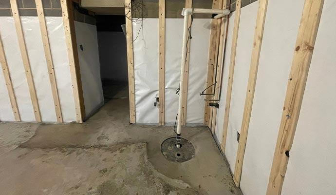 Unfinished basement sump pump area