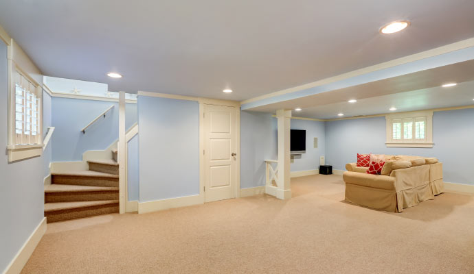 Clean and well-decorated basement