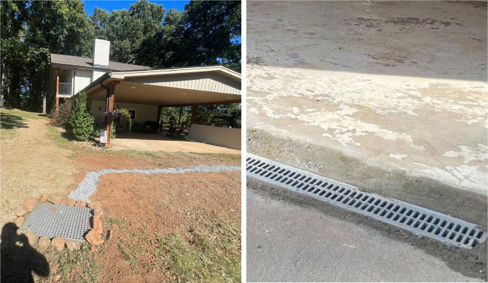 Collage of slope and floor drain system