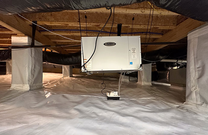 Crawl space dehumidification