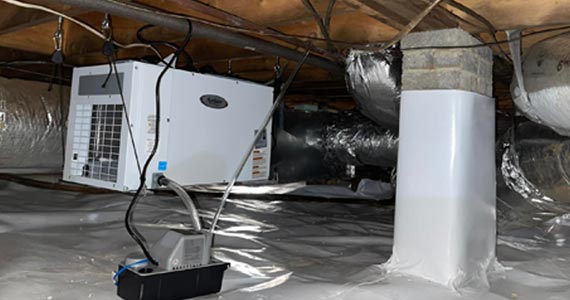 Installed crawl space dehumidification