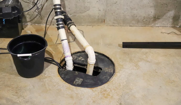 Sump pump installed in basement